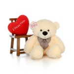 4 Feet Peach Big Bow Teddy Bear holding I Miss You heart